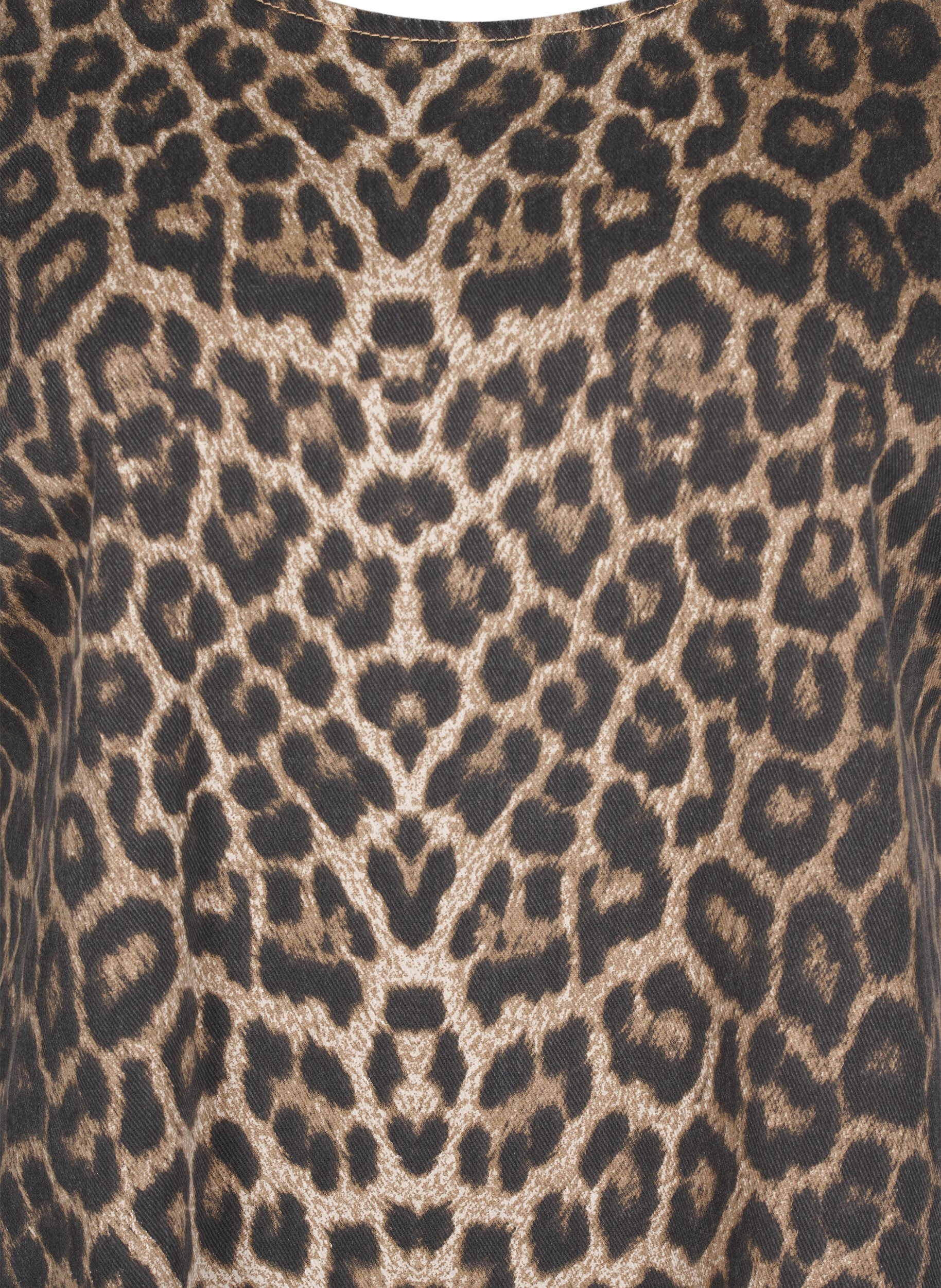 Zizzifashion Denim dress with leopard print, Brown, Packshot image number 2