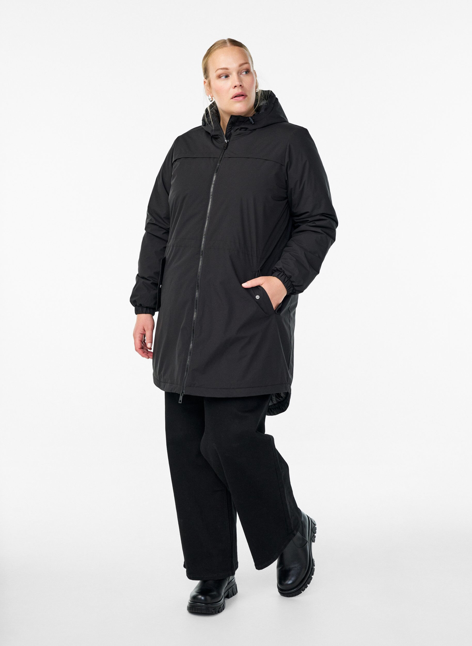 ZizzifashionLightweight padded parka with a hood, Black, Model image number 1
