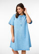 Short denim dress with an A-line cut and floral pattern, Light Blue, Model image number 0
