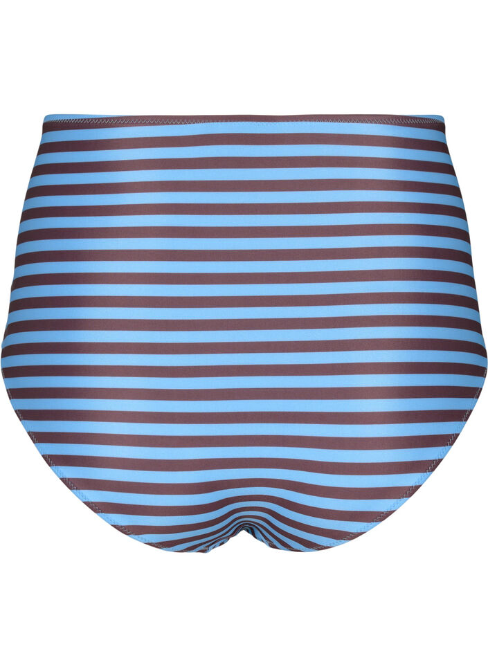 High-waisted bikini bottom with stripes, Light Blue, Packshot image number 1