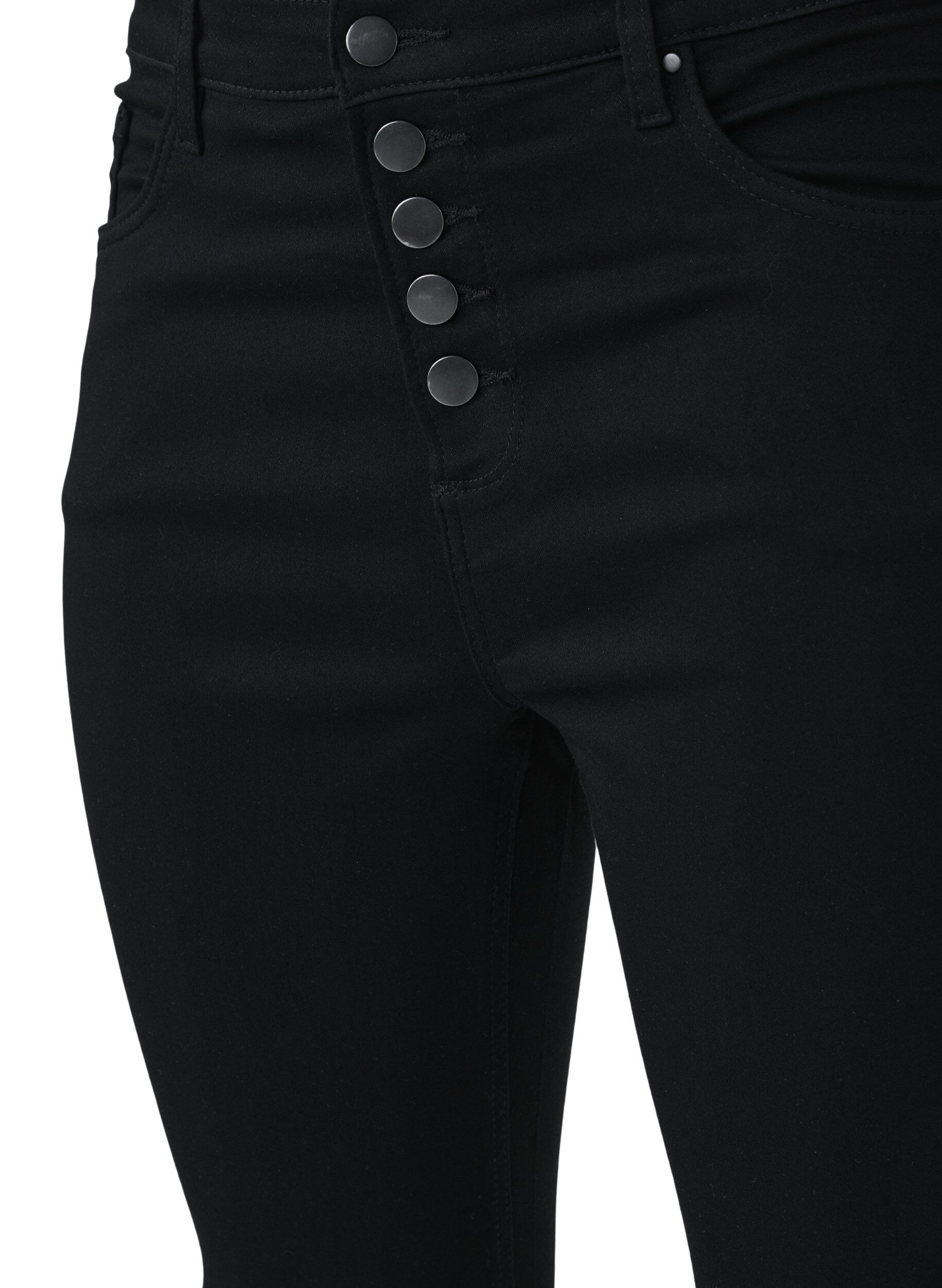 Zizzifashion High-waisted Amy jeans with button closure, Black, Packshot image number 3