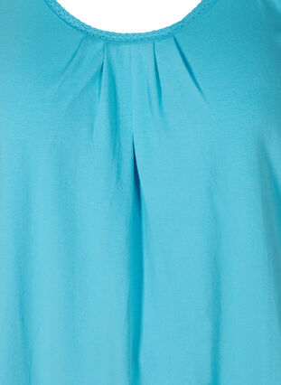 Cotton top with a round neck and lace trim, River Blue, Packshot image number 2