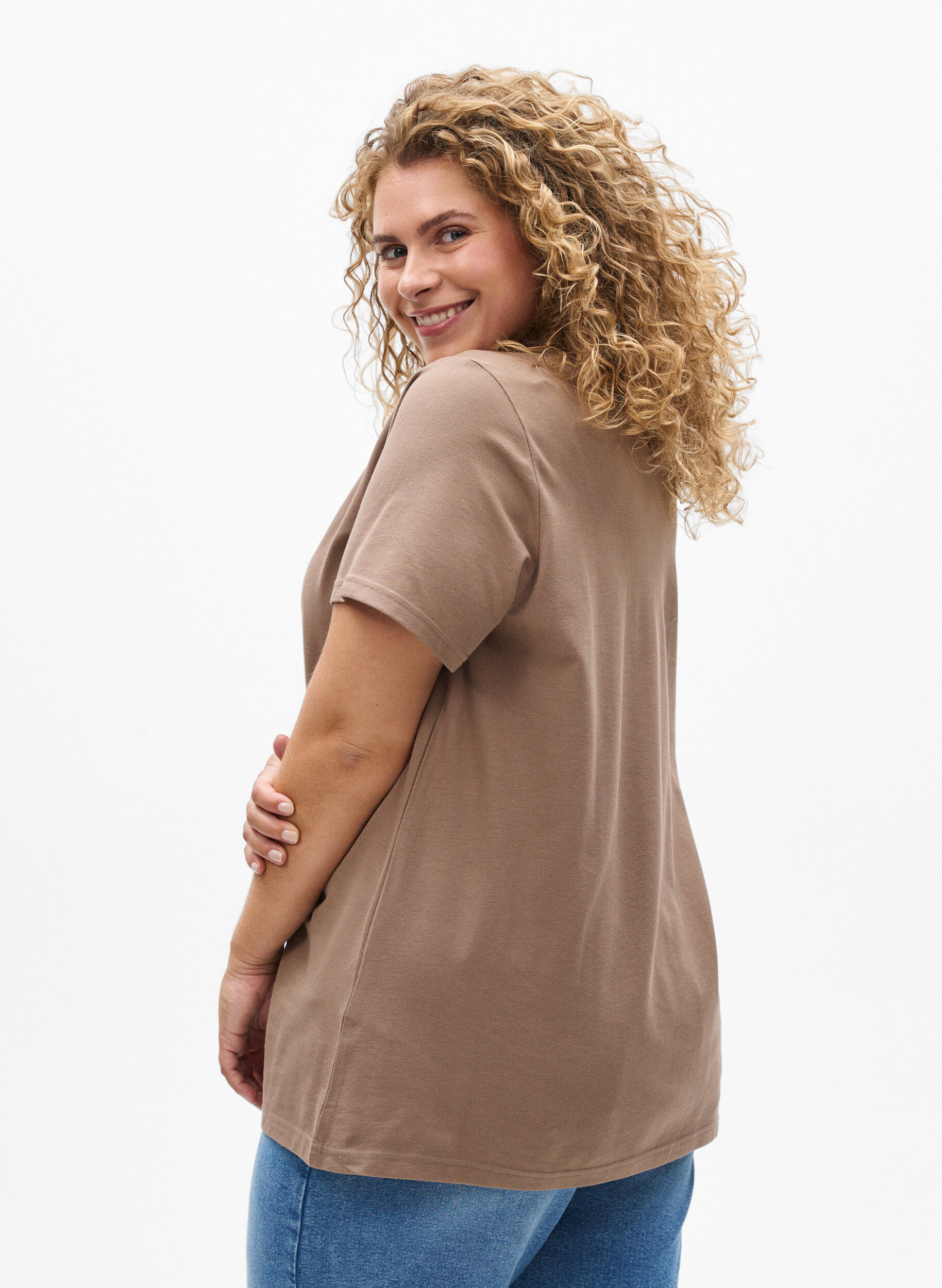 Zizzifashion Polo shirt with short sleeves, Brown, Model image number 2