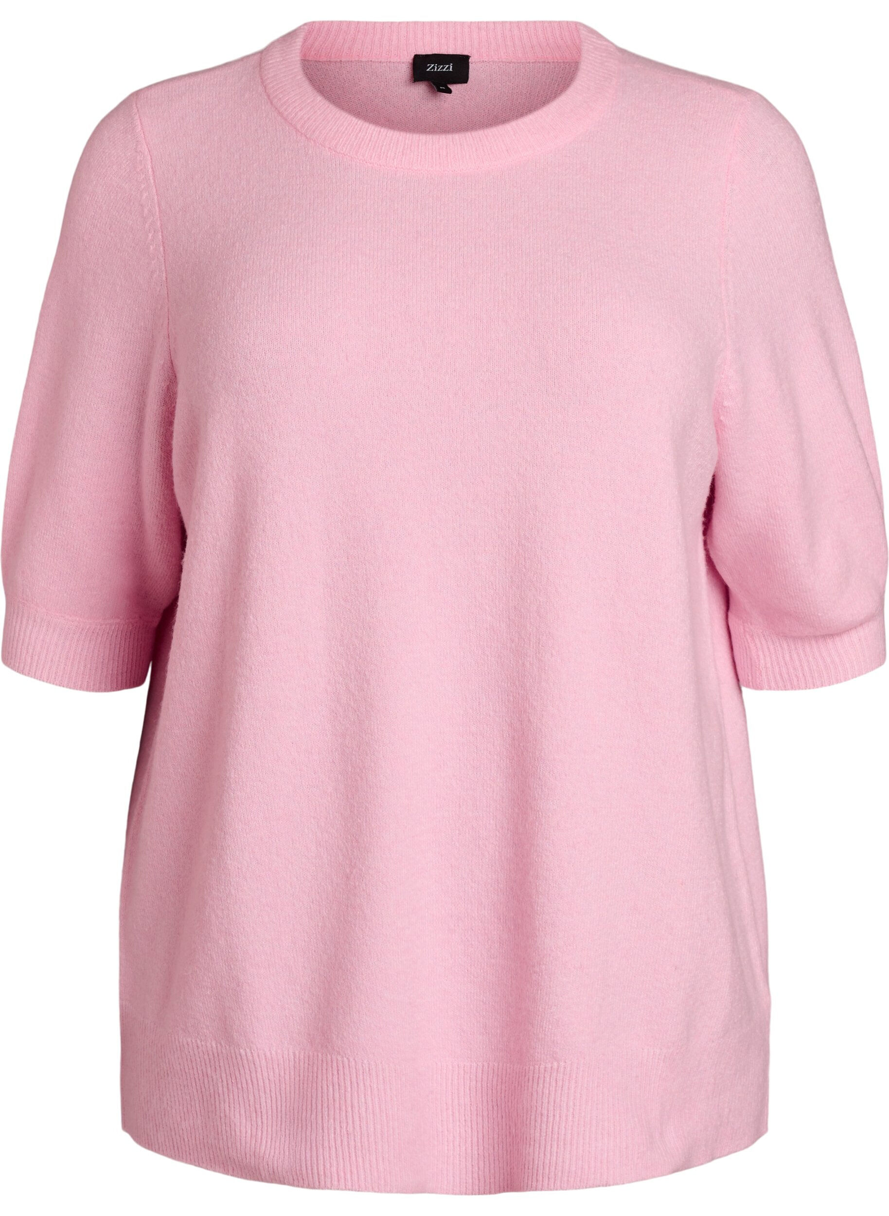 Zizzifashion Knitted blouse with short sleeves, Pink, Packshot image number 0
