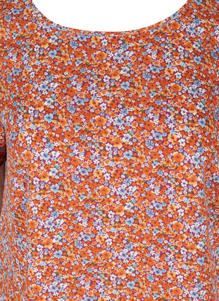 Plain-coloured dress with shorts sleeves, Orange Flower AOP, Packshot image number 2