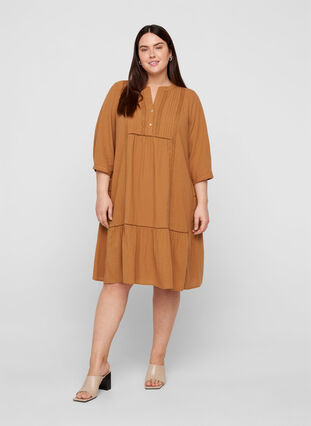 Cotton A-line dress, Chipmunk, Model image number 2