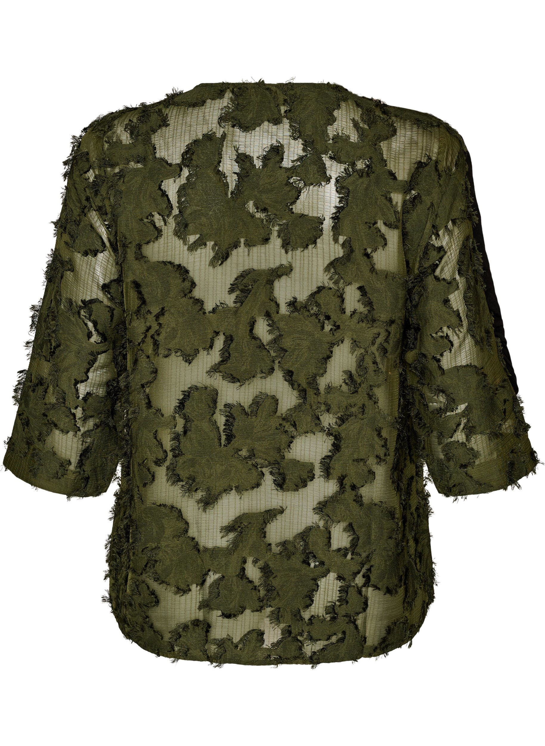 ZizzifashionBlouse with frayed threads and texture, Green, Packshot image number 1