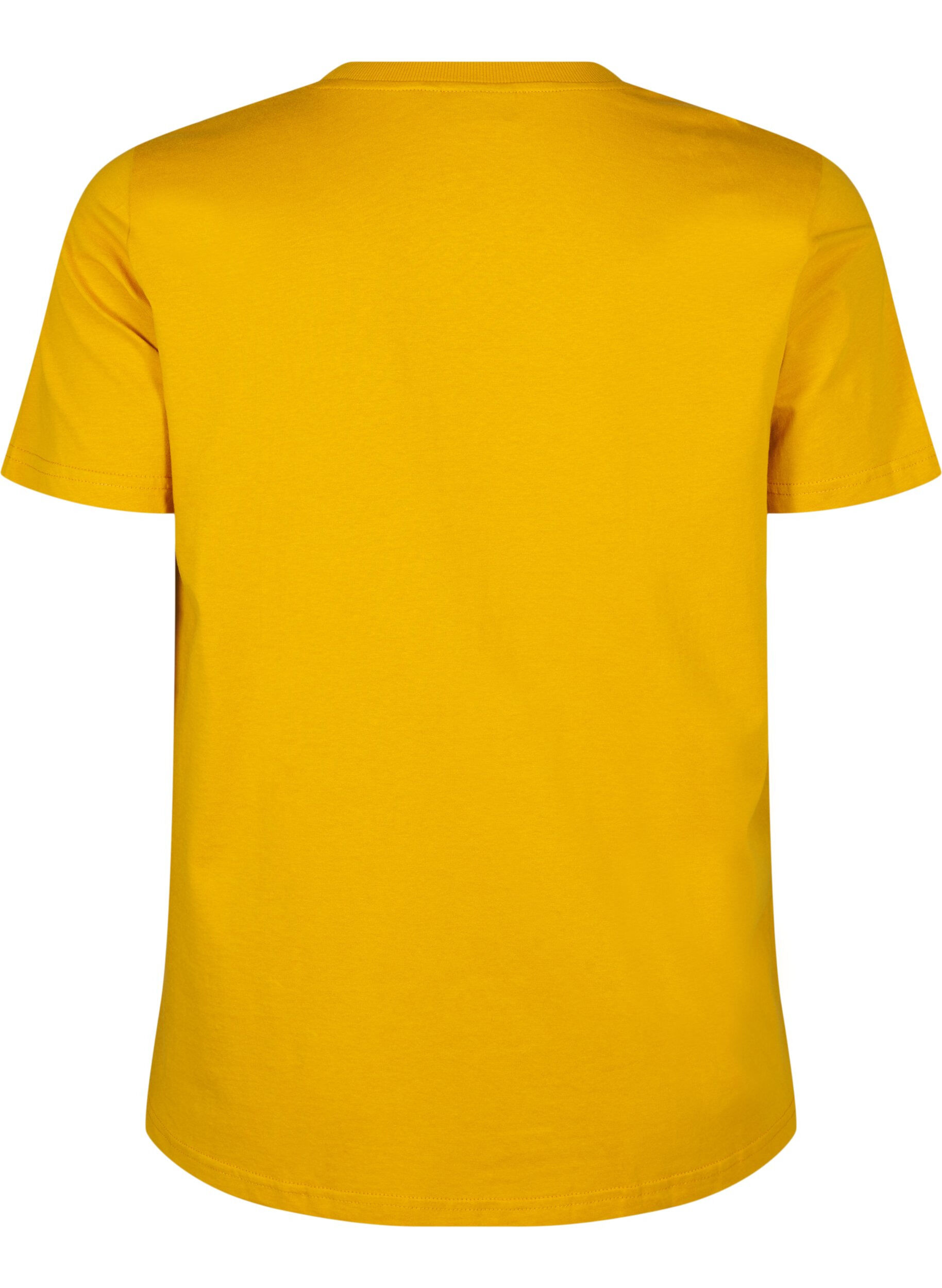 Zizzifashion Basic cotton T-shirt with round neck, Yellow, Packshot image number 1