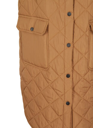 Long quilted vest with button closure and pockets, Rubber, Packshot image number 3