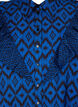 Long viscose shirt with print and frills, True blue w. Black, Packshot image number 2