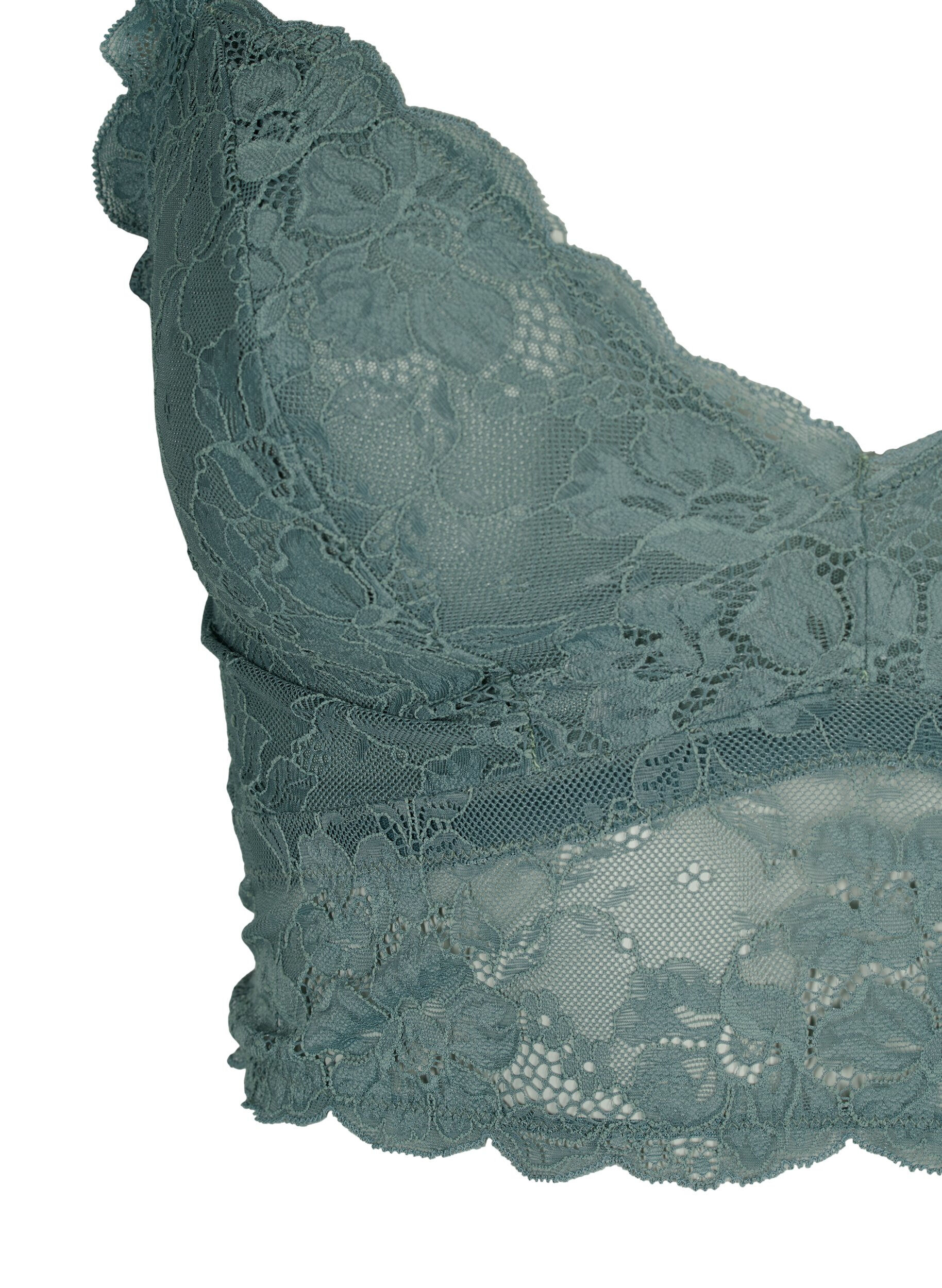 Zizzifashion Lace bralette without underwire, Balsam Green Ass, Packshot image number 2
