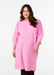 Knitted dress with 3/4 sleeves and a round neck, B. Pink White Mel., Model image number 0