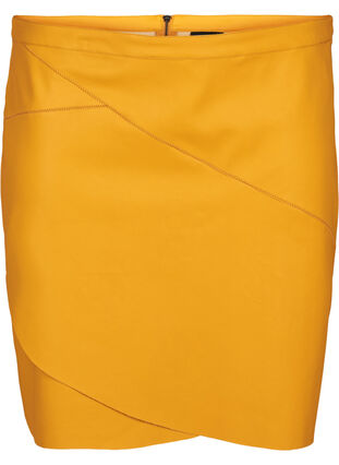 Skirt in faux leather, Golden Yellow, Packshot image number 0