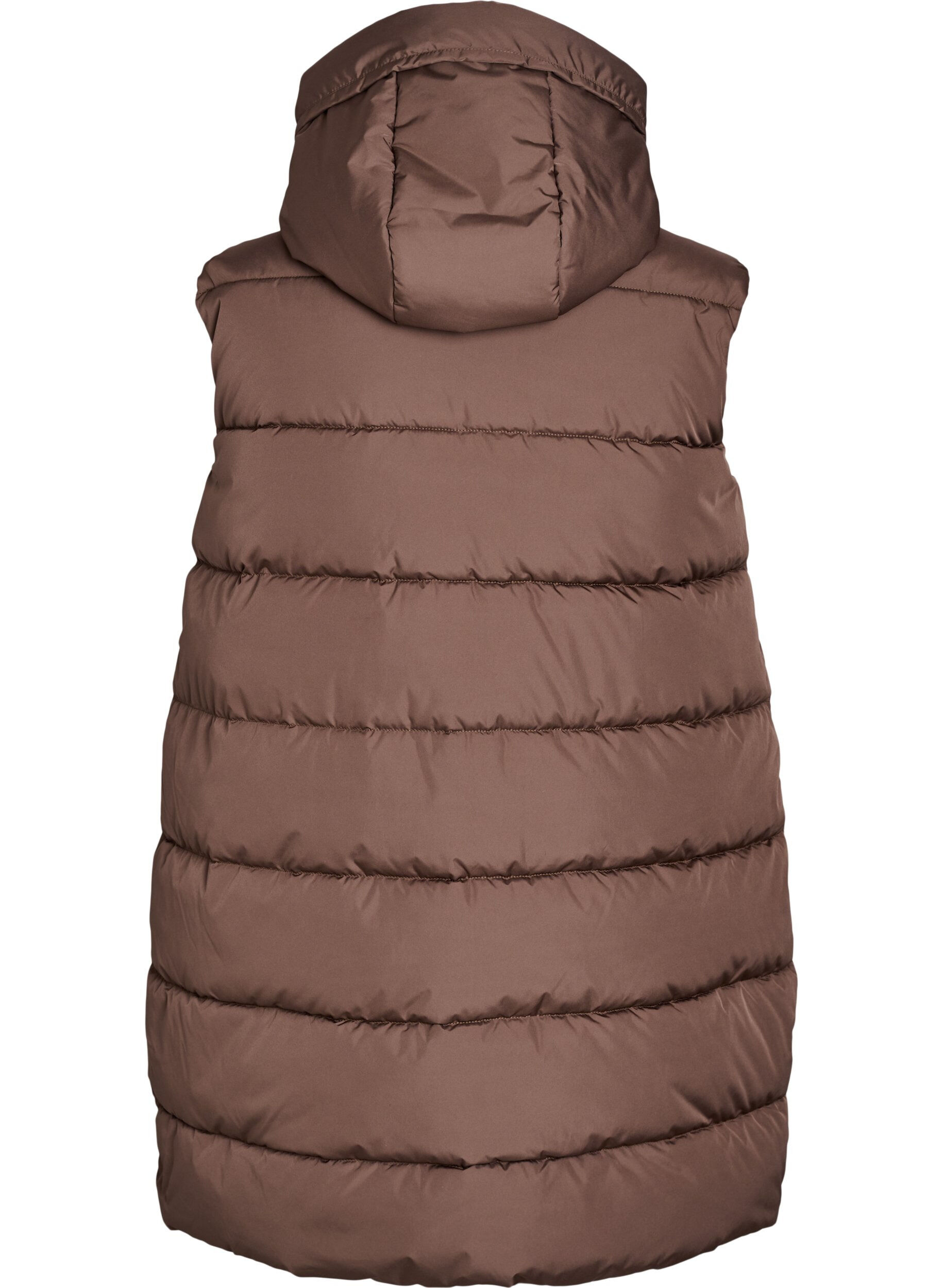 Zizzifashion Long vest with hood and pockets, Brown, Packshot image number 1