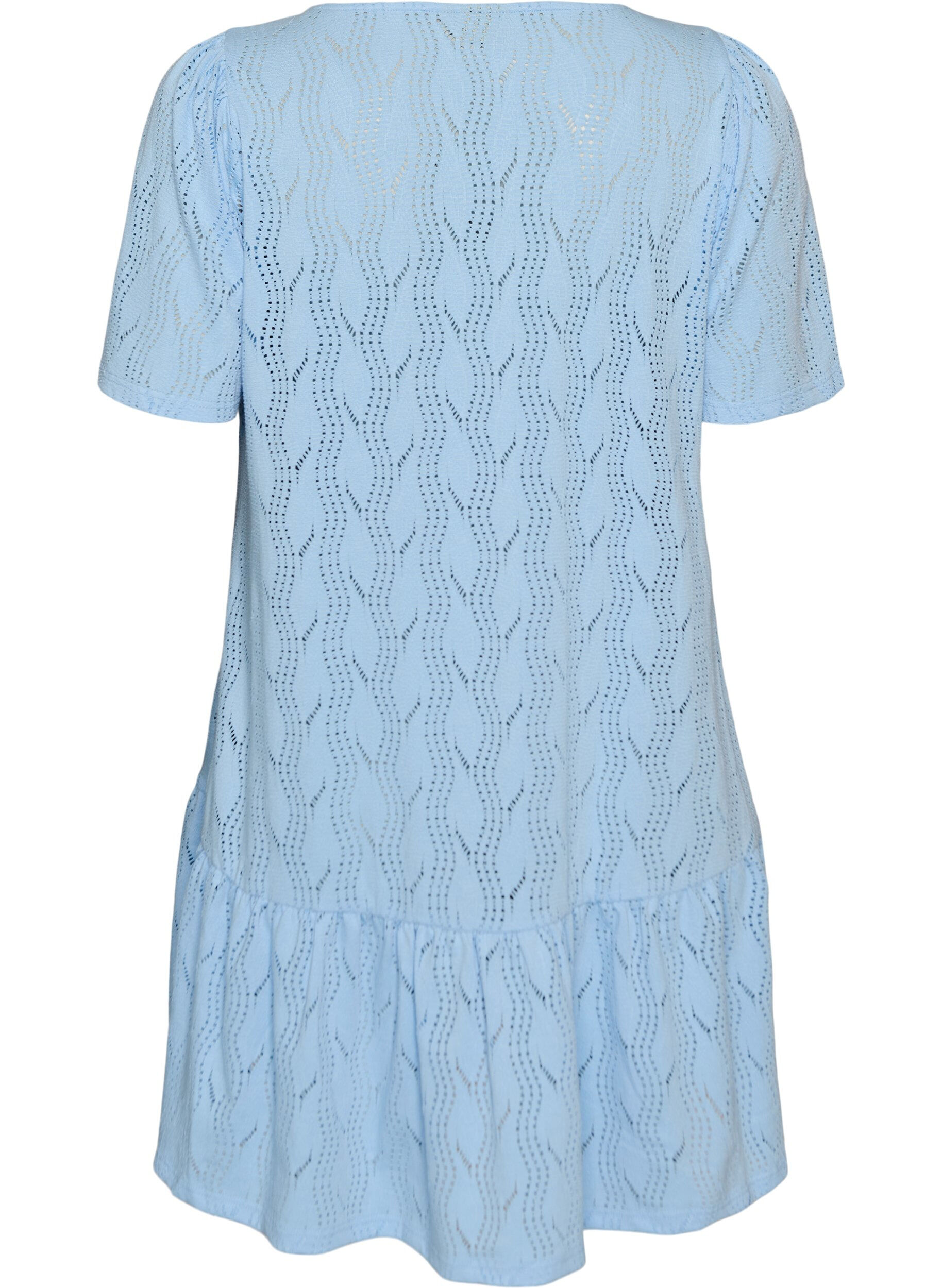 Zizzifashion Short jersey dress with eyelet pattern, Light Blue, Packshot image number 1