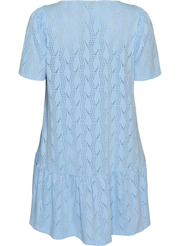 Short jersey dress with eyelet pattern, Light Blue, Packshot image number 1