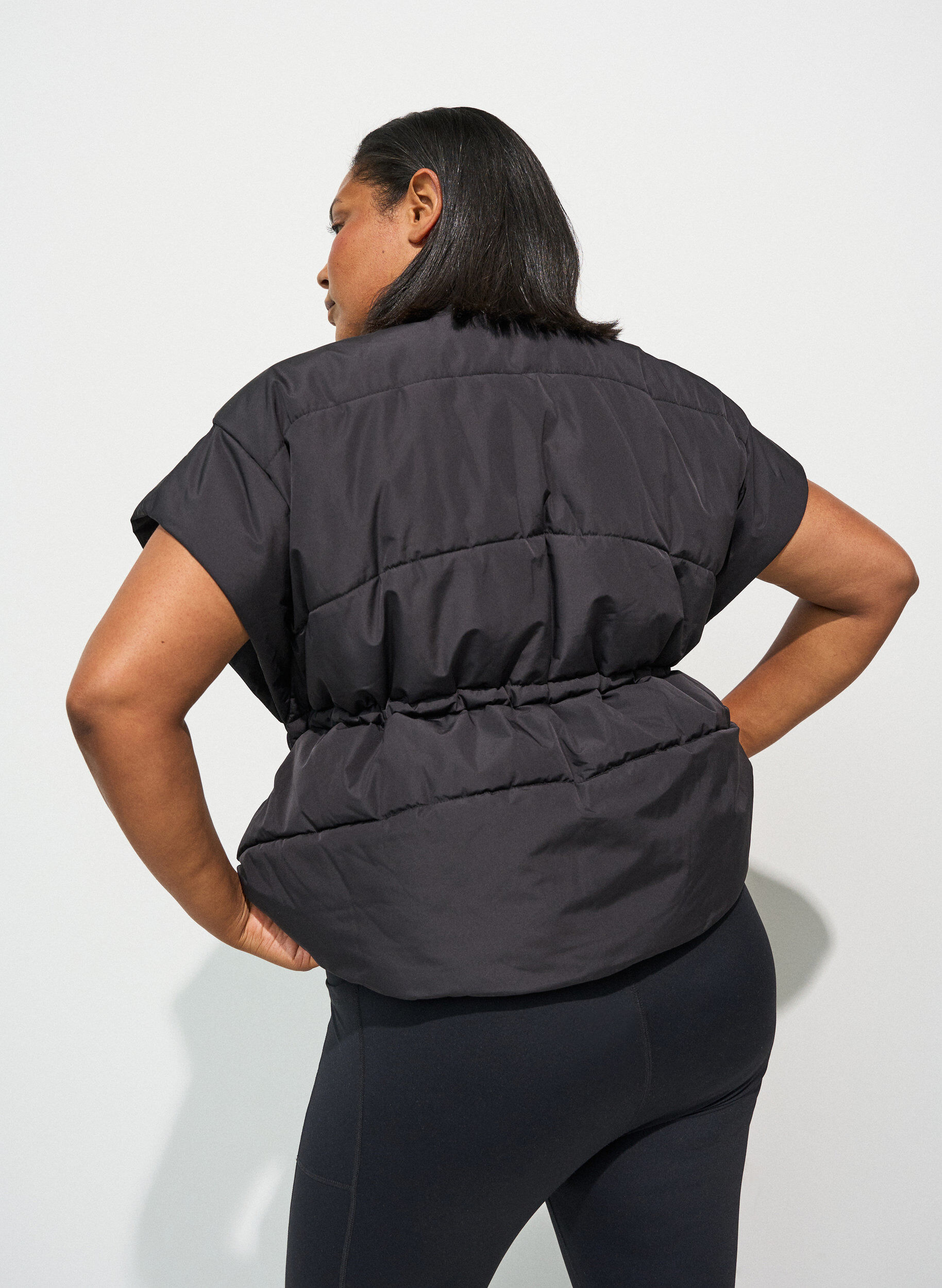 ZizzifashionPuffer gilet with adjustable waist, Black, Model image number 2