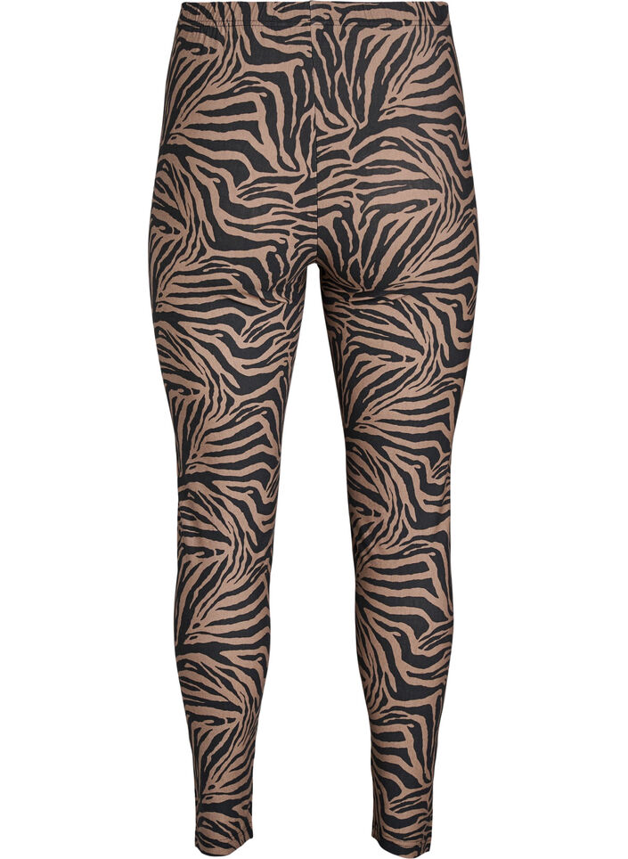Viscose leggings with zebra print, Brown, Packshot image number 1