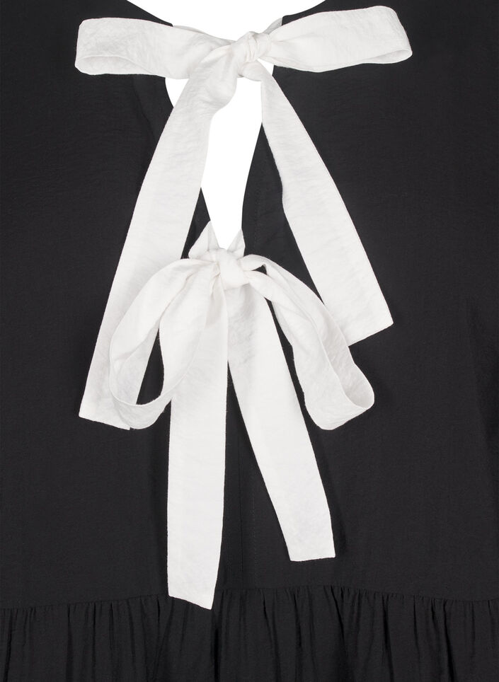 Viscose blouse with bows and long sleeves, Black White Bow, Packshot image number 2