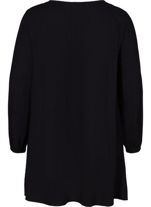 Long-sleeved viscose tunic, Black, Packshot image number 1
