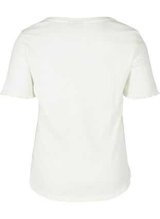 Short-sleeved t-shirt in ribbed fabric, Egret, Packshot image number 1