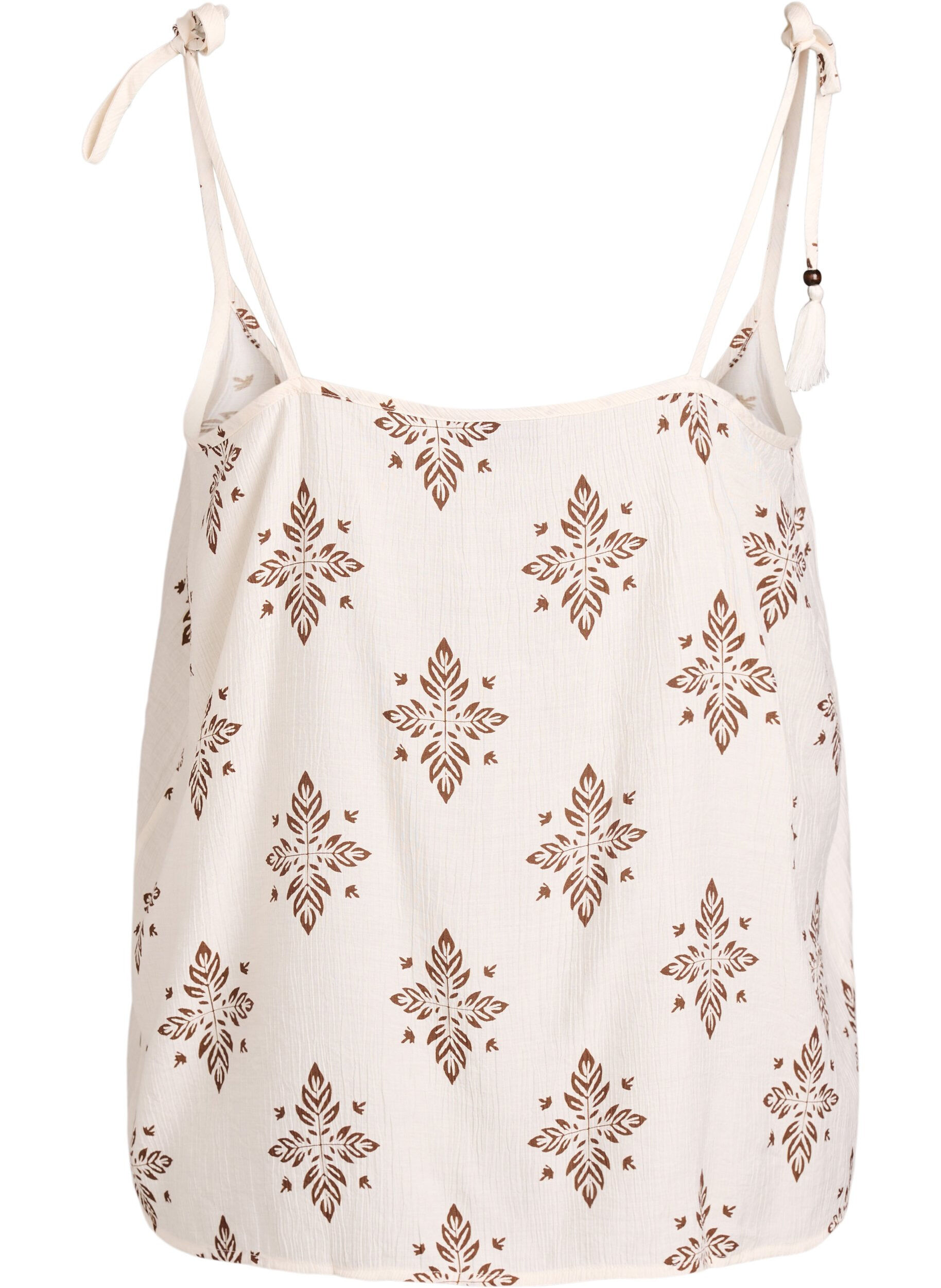 Zizzifashion Patterned top with tie straps, Vanilla, Packshot image number 1