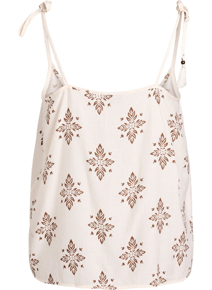 Patterned top with tie straps, Vanilla, Packshot image number 1