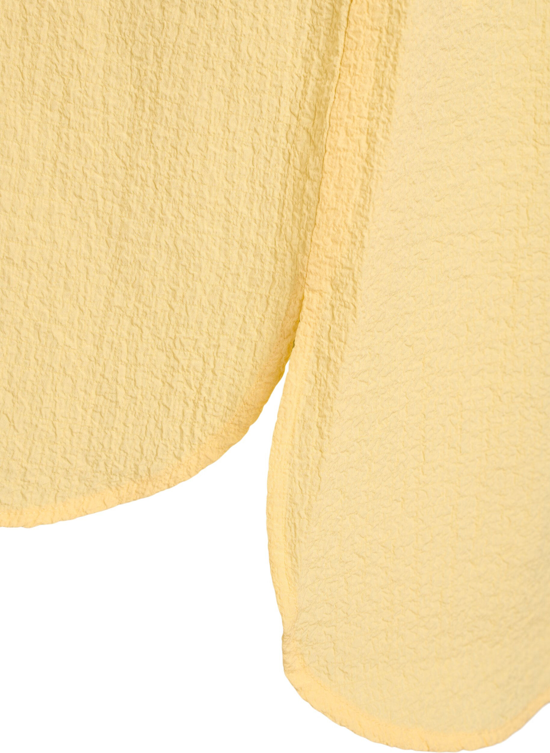 Zizzifashion Short dress with a crinkled texture and short sleeves, Yellow, Packshot image number 3