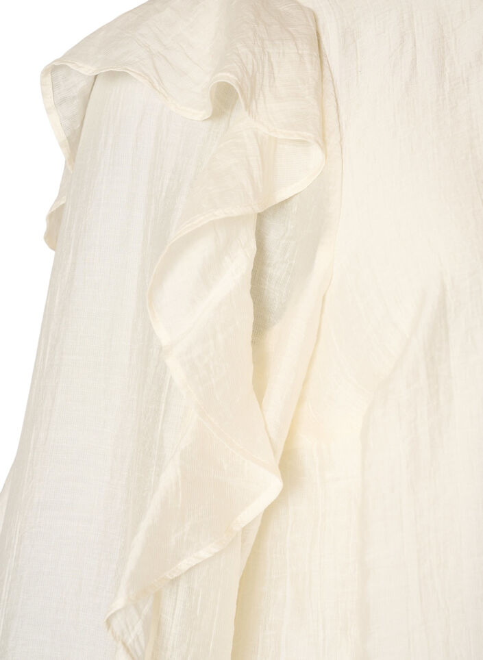 Blouse with ruffles and balloon shape, Vanilla, Packshot image number 3