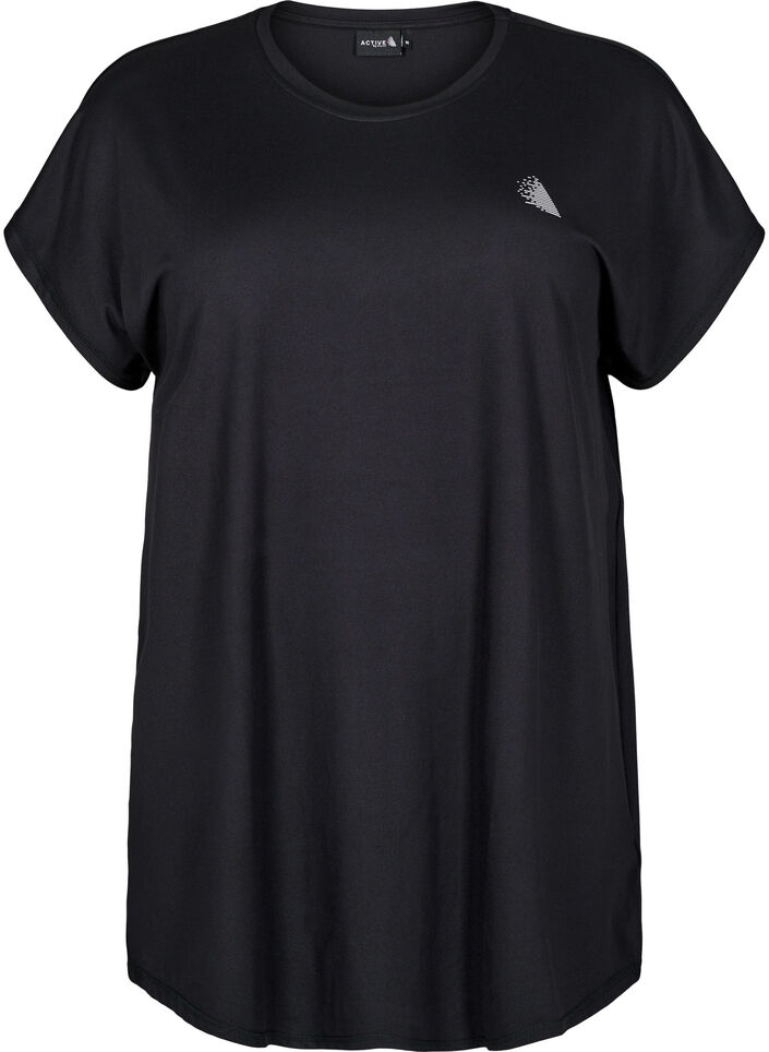 Long workout T-shirt, Black, Packshot image number 0