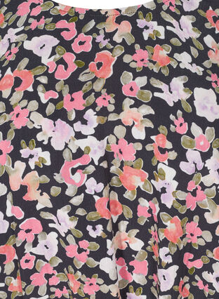 Short-sleeved viscose blouse with floral print, Flower AOP, Packshot image number 2