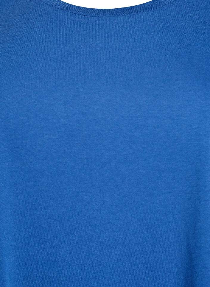 Short sleeve cotton blend T-shirt, Blue, Packshot image number 2