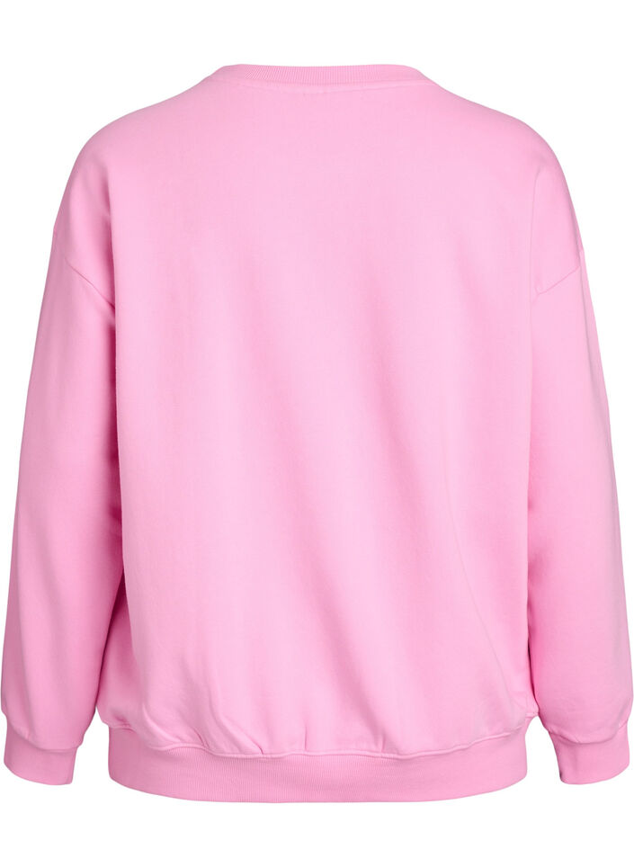 Sweatshirt with text print, Pink, Packshot image number 1