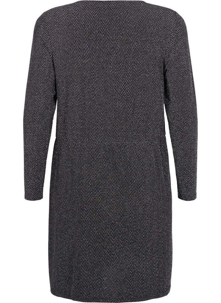 Glitter dress with zigzag pattern, Silver ZigZagShimmer, Packshot image number 1