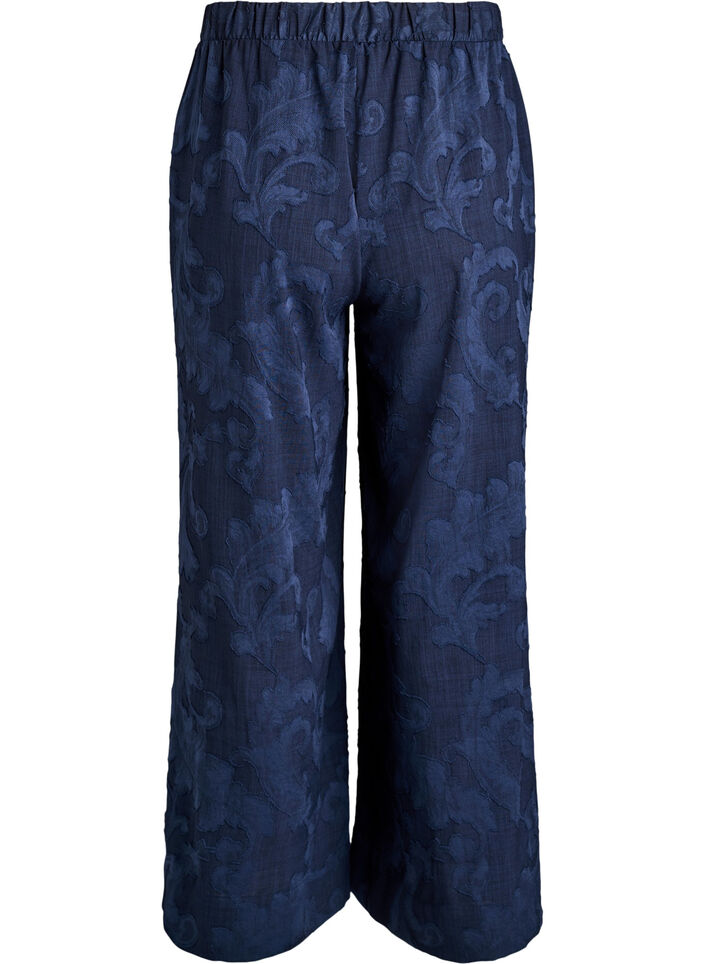 Loose trousers with a textured tone-on-tone pattern, Blue, Packshot image number 1