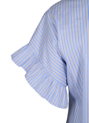 Striped blouse with peplum and ruffle details, Blue Stripe, Packshot image number 3