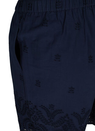 Cotton shorts with pockets and broderie anglaise, Navy Blazer, Packshot image number 3