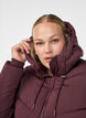 Long puffer coat with hood and pockets, Dark Bordeaux, Model image number 2