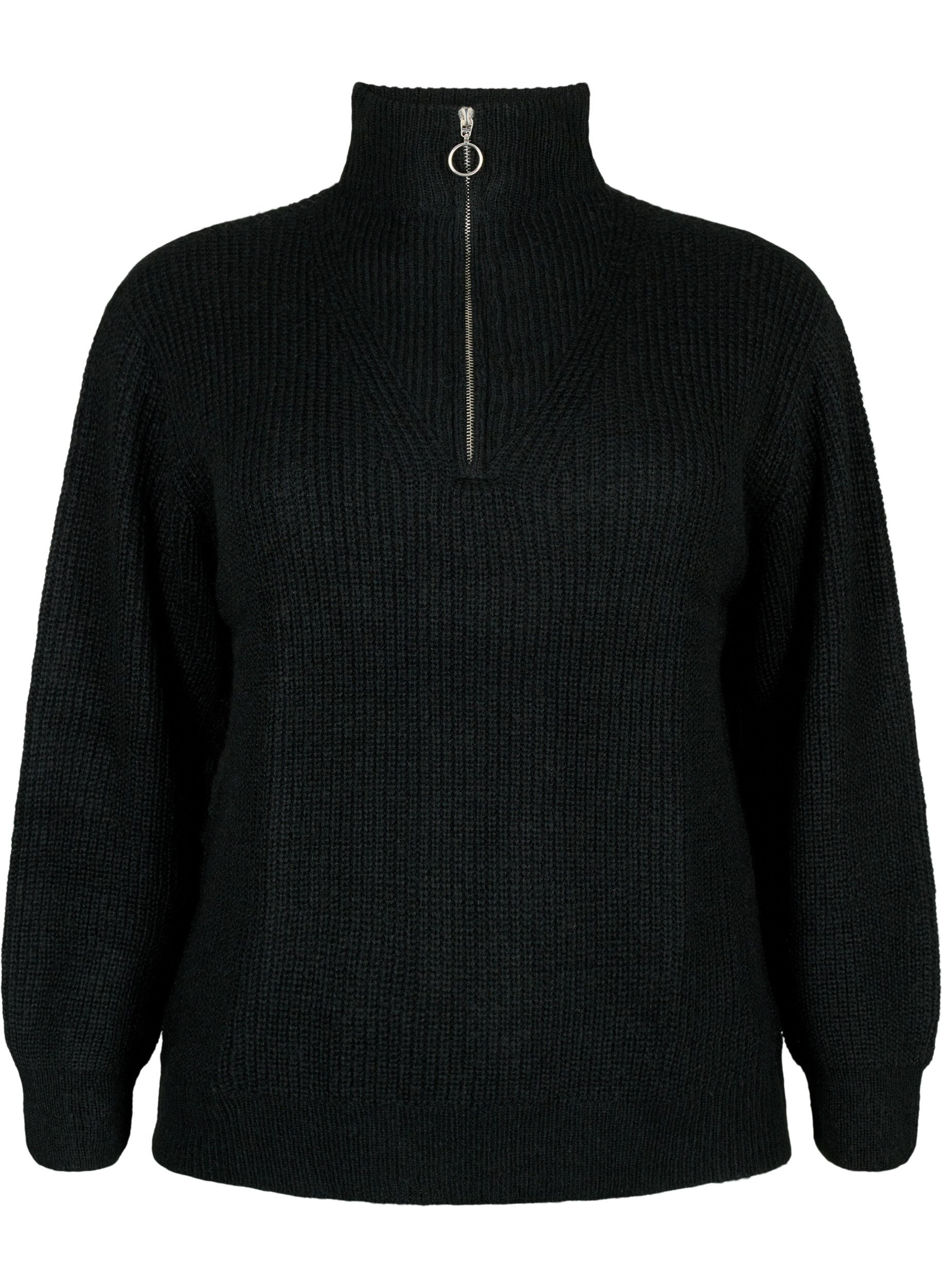 FLASH - Knitted sweater with high neck and zipper