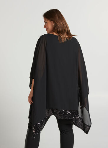 Tunic with sequins, Black, Model image number 0