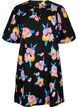 Dress with short puff sleeves and floral print, Black w. flower AOP, Packshot image number 0