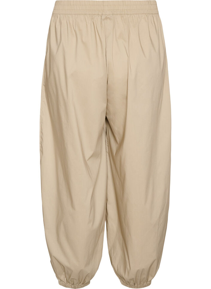 Balloon trousers with pockets and an elasticated waistband, Beige, Packshot image number 1