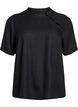 Short-sleeved blouse with diagonal button fastening, Black, Packshot image number 0