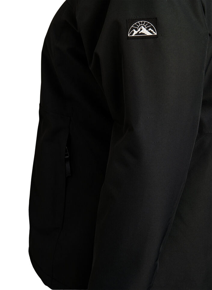 Ski jacket with hood and zip pockets, Black, Packshot image number 3