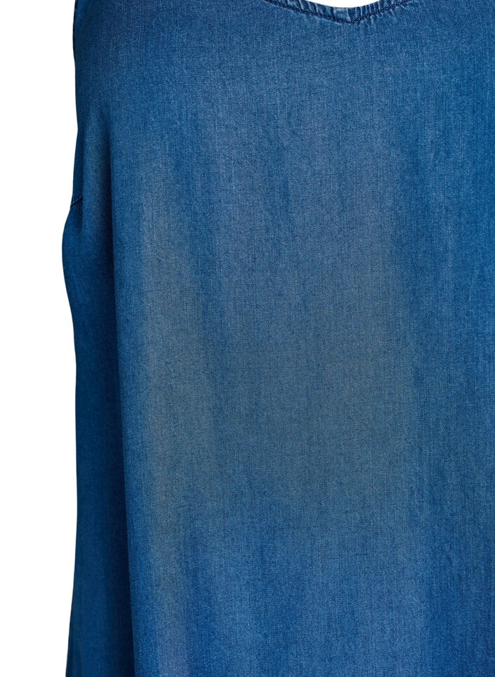 Knee-length strap dress in TENCEL&trade; Lyocell with a denim look, Blue, Packshot