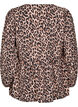 Peplum blouse with tie and leopard print, Brown, Packshot image number 1