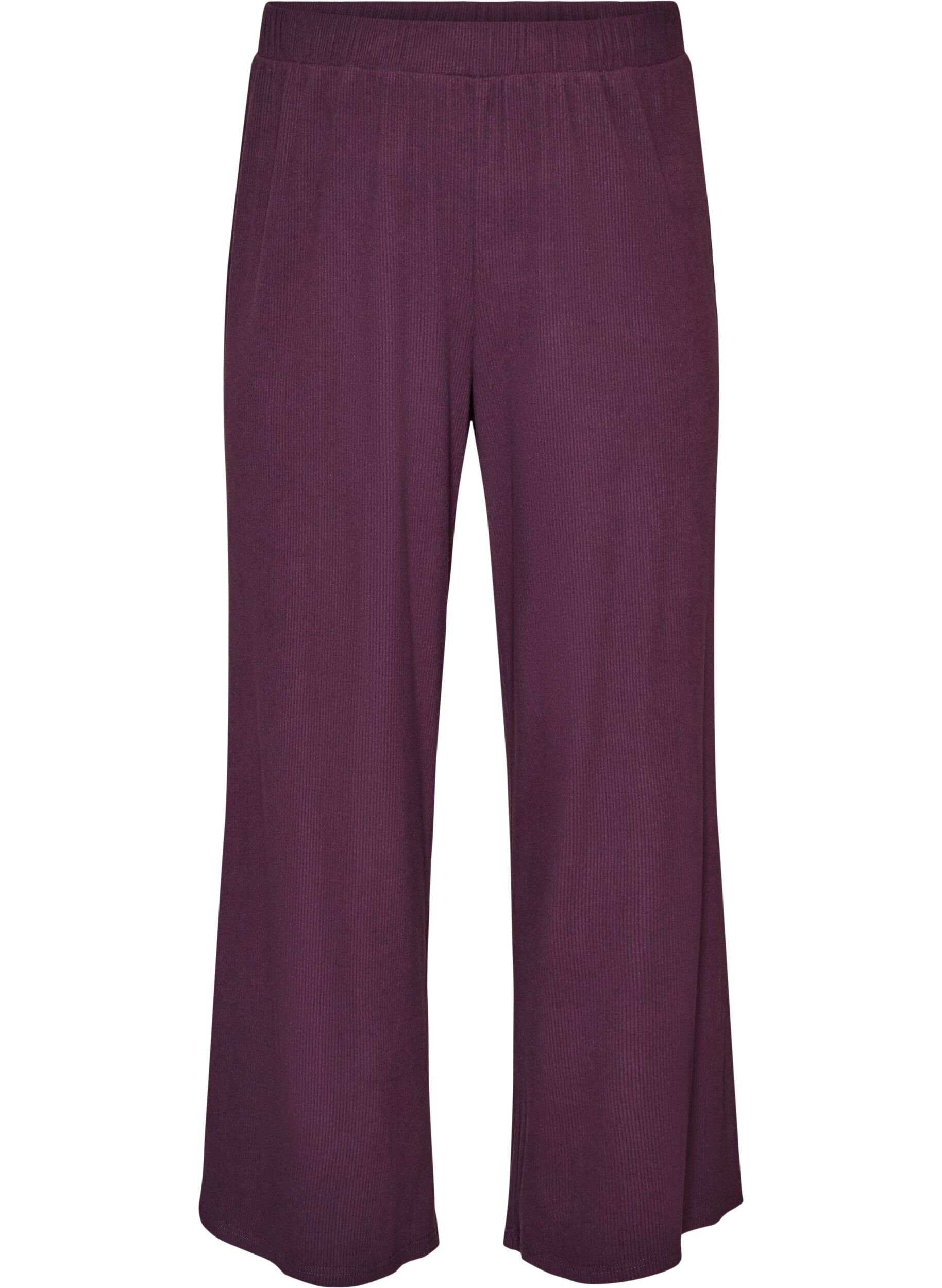 Ribbed jersey trousers with wide legs