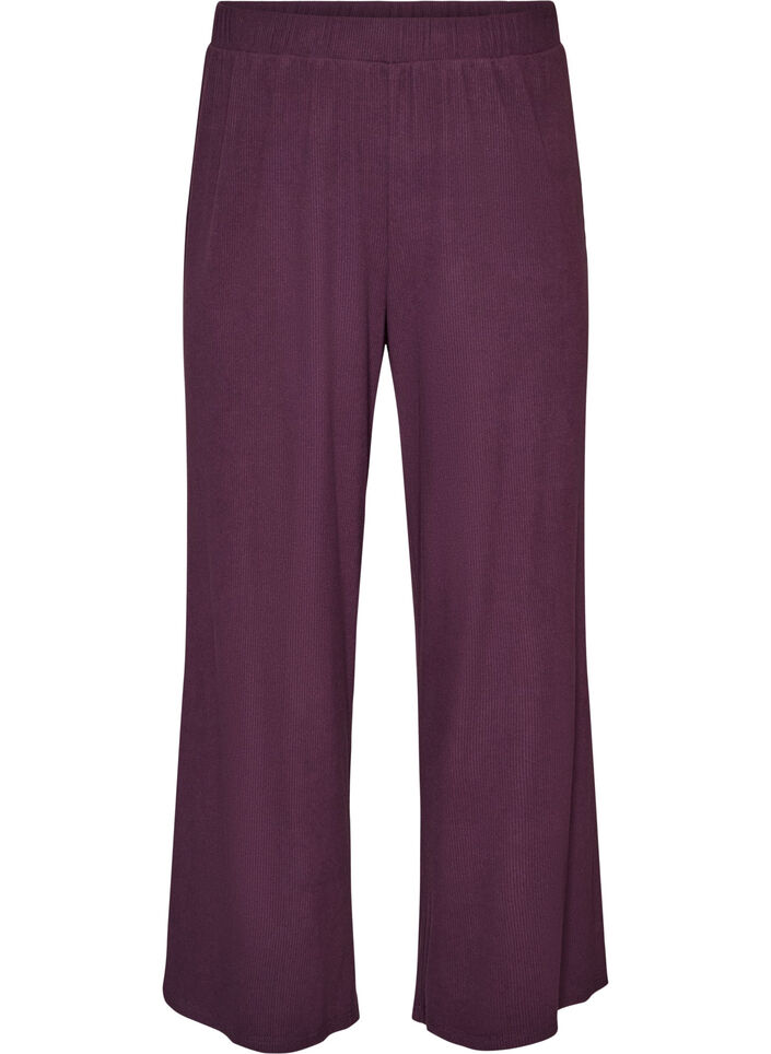 Ribbed jersey trousers with wide legs, Purple, Packshot image number 0