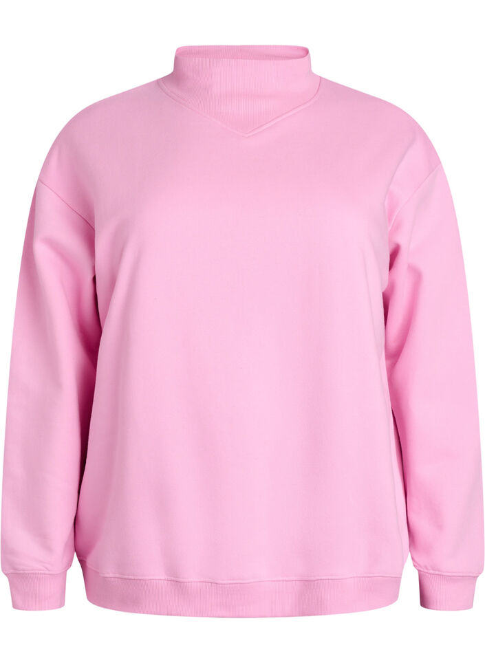 Sweatshirt with high neck and long sleeves, Pink, Packshot image number 0