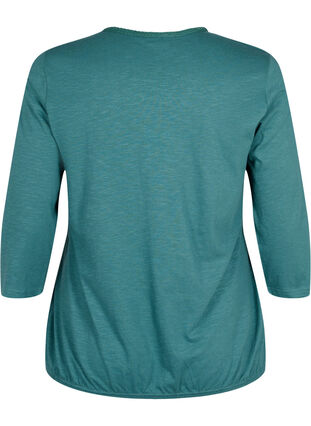 Cotton top with 3/4 sleeves, Mallard Green, Packshot image number 1